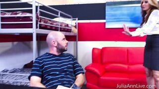 Old Tutor Julia Ann Finds Her School Girl Jerking Off... And Joins Him?