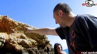 French 19 year old have outside ffm 3 way at the beach
