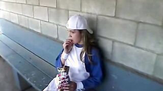 April loves baseball games and fingered