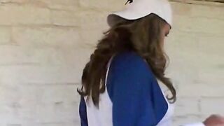 April loves baseball games and fingered