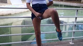 Freaky 18 yo does not resist and starts masturbation inside park