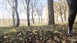 BBW Bombshell old having fun inside the forest Bombshell bondage