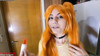 Evangelion Cosplay, Asuka Langley deflowers Shinji for the hand job he made of her - 3D Animated - TRAILER