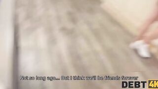 DEBT4k. Hunky creditor debtor and her besties inside group sex