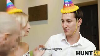 HUNT4K. For money lucky dude manages to fucked blonde inside front of her bf