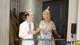 HUNT4K. For money lucky dude manages to fucked blonde inside front of her bf