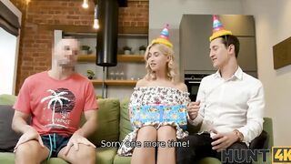 HUNT4K. For money lucky dude manages to fucked blonde inside front of her bf
