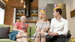 HUNT4K. For money lucky dude manages to fucked blonde inside front of her bf