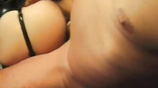 Young dwarf with raven hair takes giant dick inside her vagina