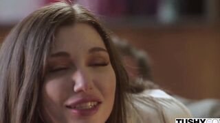 TUSHY Anal-dig Lily shows off her skillz inside an interview