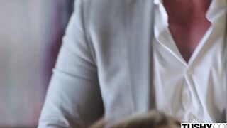 TUSHY Anal-dig Lily shows off her skillz inside an interview