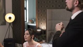 Lesbian couple having 3some with priest before the wedding