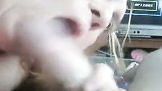Wife Sucks Cock Close Up Webcam Blowjob Session