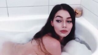 GF Sucks Cock In Bathtub & Swallows Cum POV