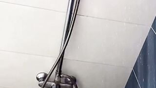 Blonde MILF Deepthroats Cock in Shower with Chest Rose Tattoo