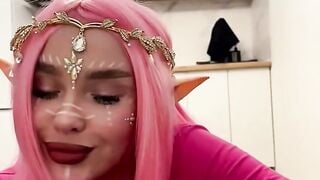 Pink Elf Cosplay Deepthroat POV Hotel Room Sex