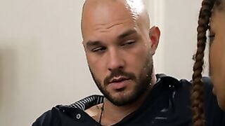 Ebony TS Sucks Cock & Rides Friend Cliff Jensen Bareback