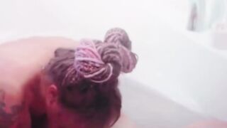 Abigail Mac Deepthroats Huge Cock in Steamy Bathtub Vlog