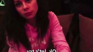 Dark Haired Teen Sucks Cock In Pink Hoodie On Messy Bed
