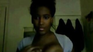 Black Webcam Girl Spits On Her Jumbo Jugs For You