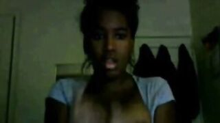 Black Webcam Girl Spits On Her Jumbo Jugs For You
