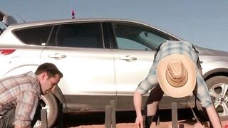 Amber Rayne Desert Bondage Hogtied Cane Fuck & Cock Sucking