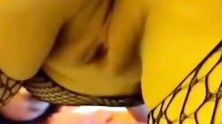 Mature German Mom Fingers Her Wet Pussy In Fishnet Lingerie