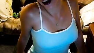 Amateur Brunette Sativa Verte Strips Nude & Teases Dildo on Webcam