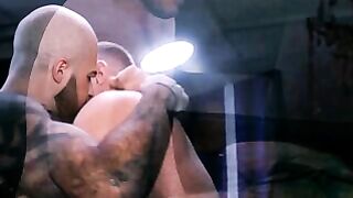 Hairy Bear Sucks Cock & Blows Big Load On Tattooed Partner