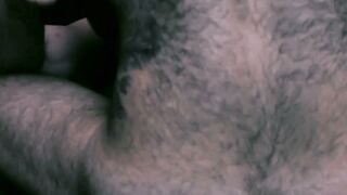 Hairy Bear Sucks Cock & Blows Big Load On Tattooed Partner