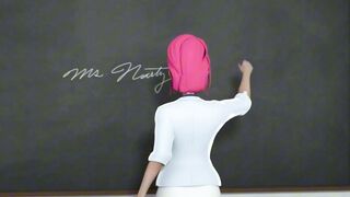 3D Hentai Pink Hair Teacher Gets Bent Over By Two College Students