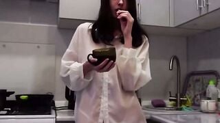 College Girl Sucks Big Cock And Swallows Cum In Kitchen