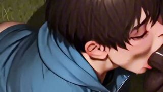 Slim Anime Femboy Takes Deep Big Black Cock Outside On Grass