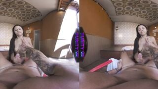 Vitoria Teases Naked Man in Jacuzzi then Sucks Cock POV VR