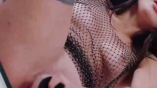 Martina Deepthroats Big African Dick in Fishnets on White Couch VR