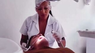 Tattooed Dentist Abigail Mac Deepthroats Patient's Huge Black Dick in Clinic