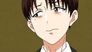 Busty Brunette Anime Girl Sucks Cock in Office