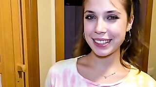 Tattooed Teen in Tie-Dye Deepthroats Cock and Swallows Cum