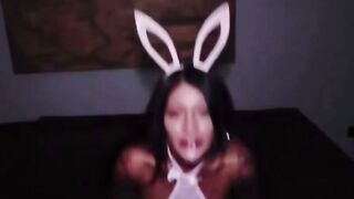 Tattooed Mariana Martix Deepthroats BBC in Tight White Bunny Costume