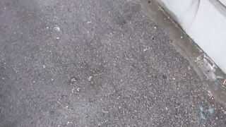Blonde in Red Dress Sucks Cock Outdoors Then Swallows Cumshot Indoors