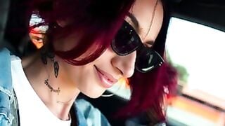 Tattooed Redhead Abigail Mac Deepthroats Big Cock in Homemade Jet