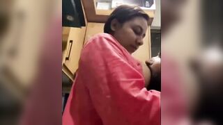 Indian Wife in Pink Top Sucks Cock on Dining Table then Kitchen Sex