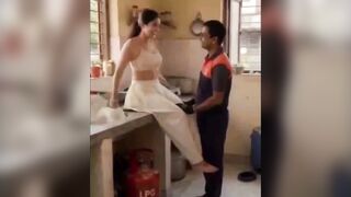 Indian Wife Deepthroats and Gets Roughly Fucked in Kitchen and Bedroom