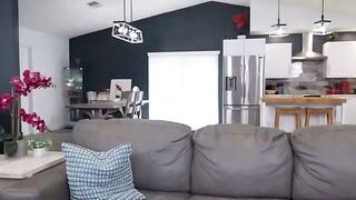 Amateur Brunette & Blonde Suck Cock in Busty 3 Way Couch Threesome