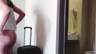 Blonde MILF Stepmother Deepthroats Thick Dick on Red Hotel Bed