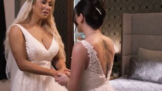 Megan Mistakes Deepthroats Big Cock In Rough Three-Way Lesbo Bride Sex