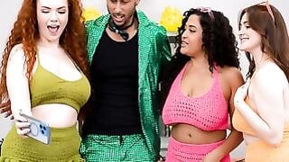 Three BFFs Share Big Dick In Hardcore Foursome Game Show