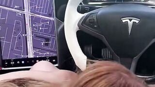 Redhead Zoey Luna Sucks Cock in Car with Voluptuous Tits and Navel Piercing