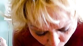 Amateur Blonde MILF Deepthroats Cock in Jamaica