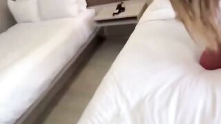 Kazumi in Red Fishnets Riding Big Cock on Bed